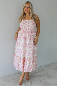 Romance Beachside Dress: Cream/Berry