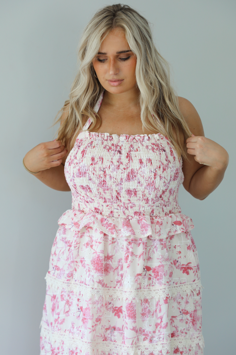 Romance Beachside Dress: Cream/Berry