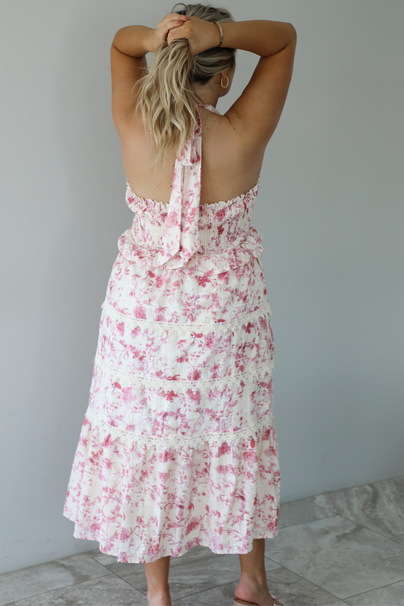 Romance Beachside Dress: Cream/Berry