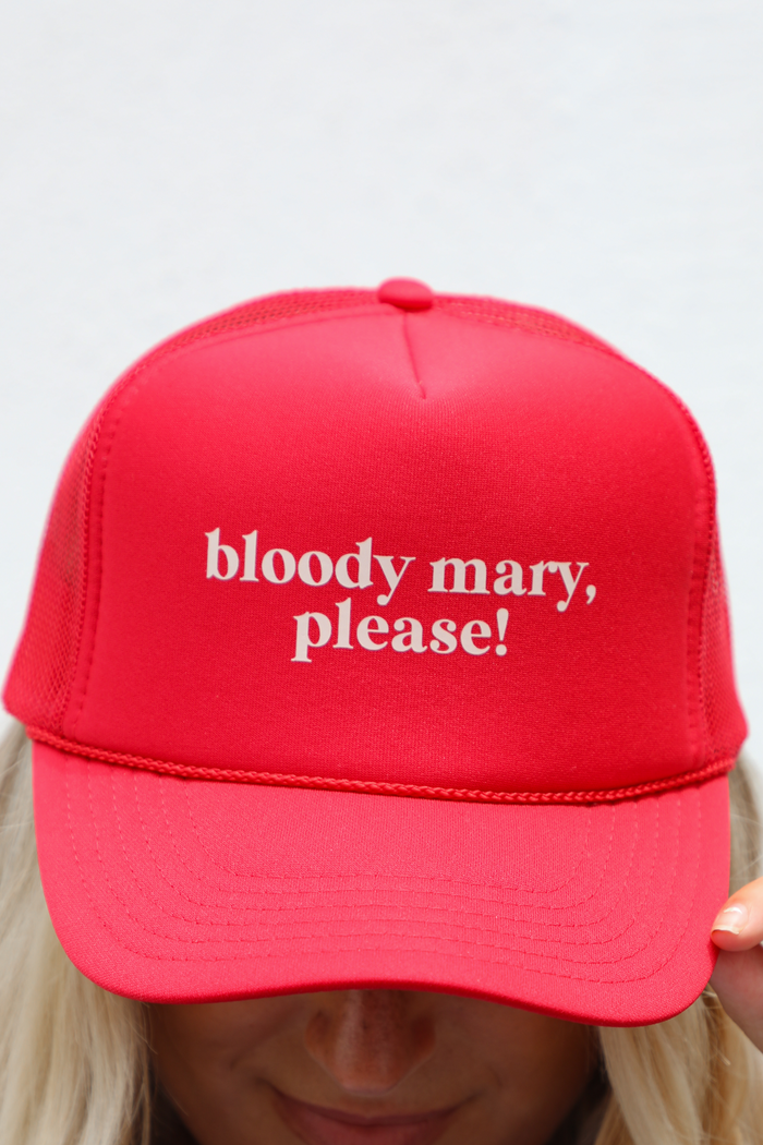 Bloody Mary, Please! Baseball Cap: Red/White