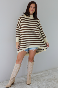 Autumn Time Sweater Tunic: Ivory/Taupe