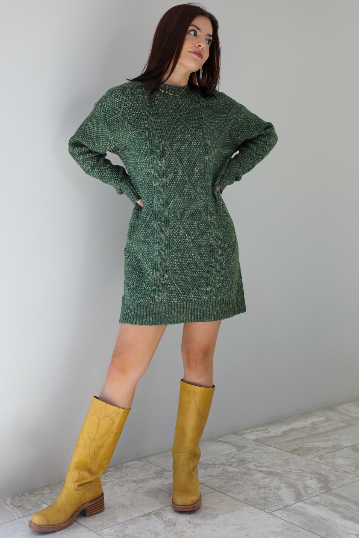 Fresh Take Sweater Dress: Olive