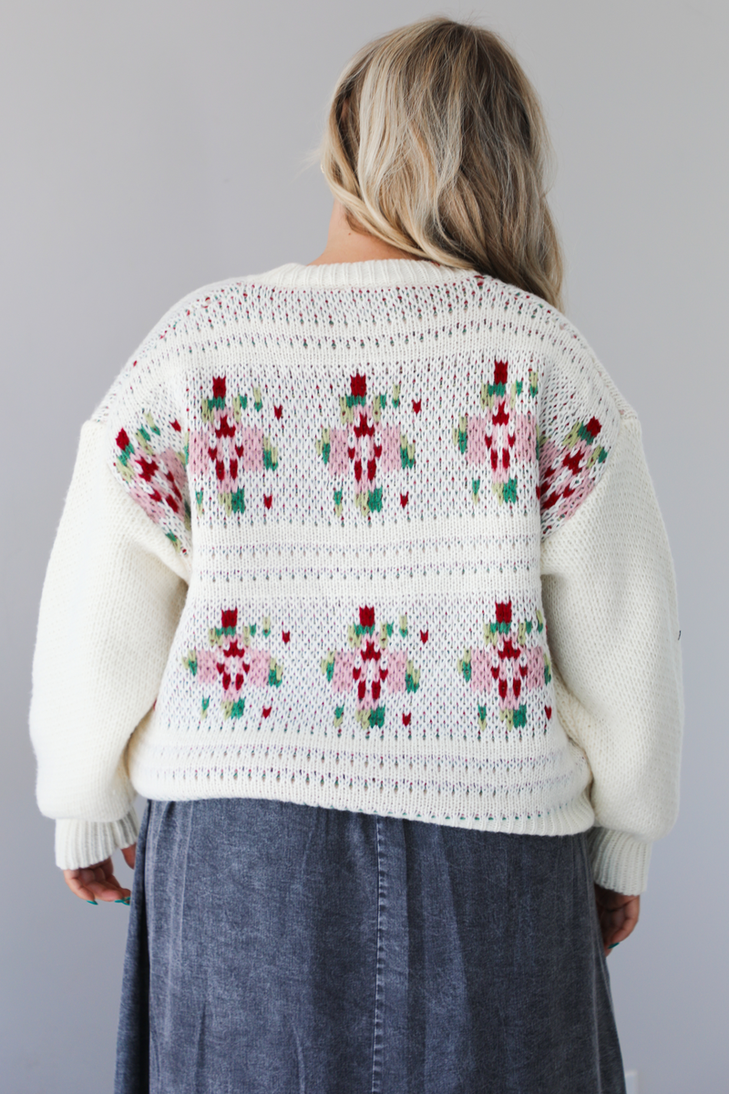 Living Right Sweater: Cream/Multi