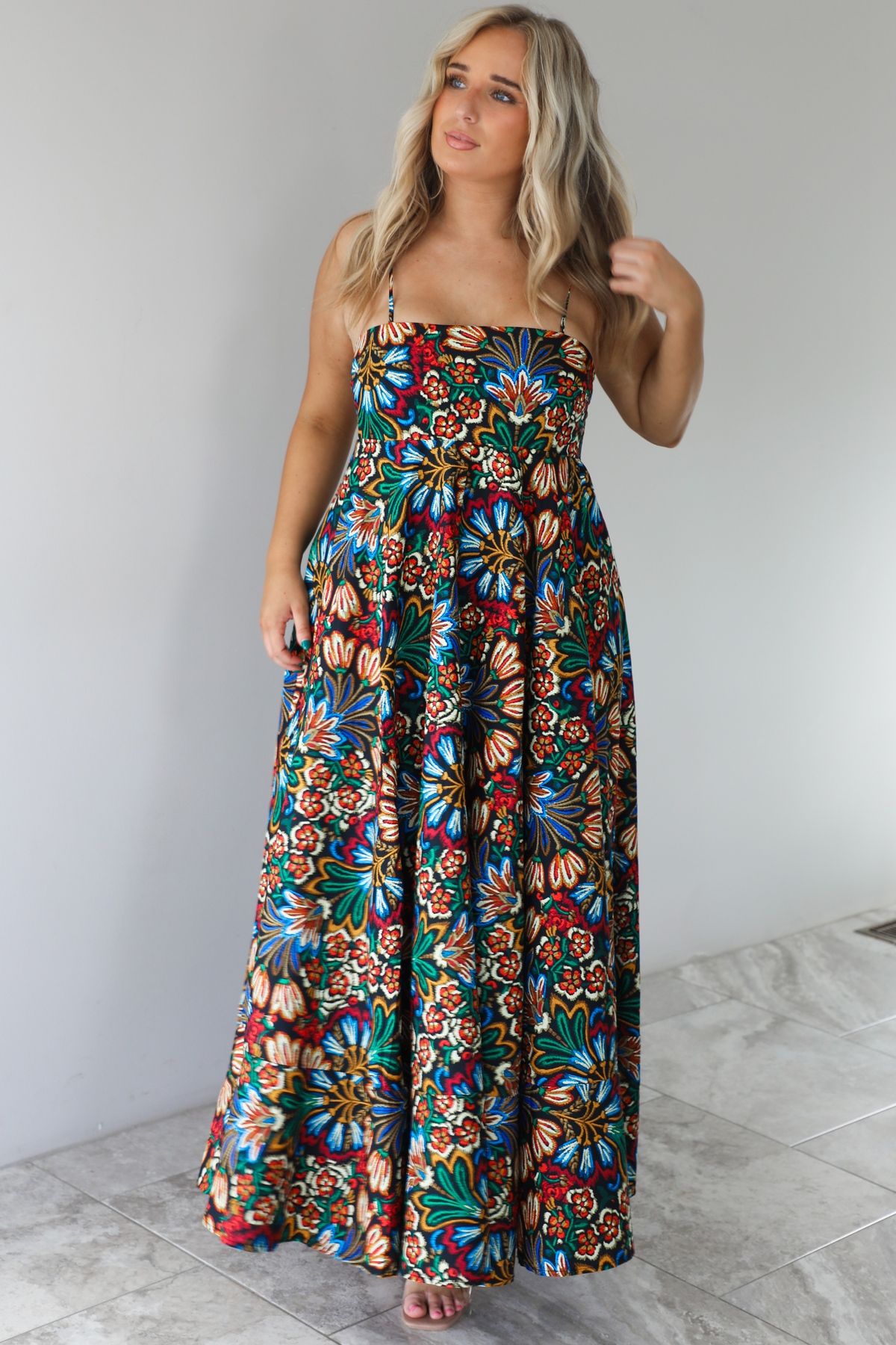 Look Around Maxi Dress: Black/Multi