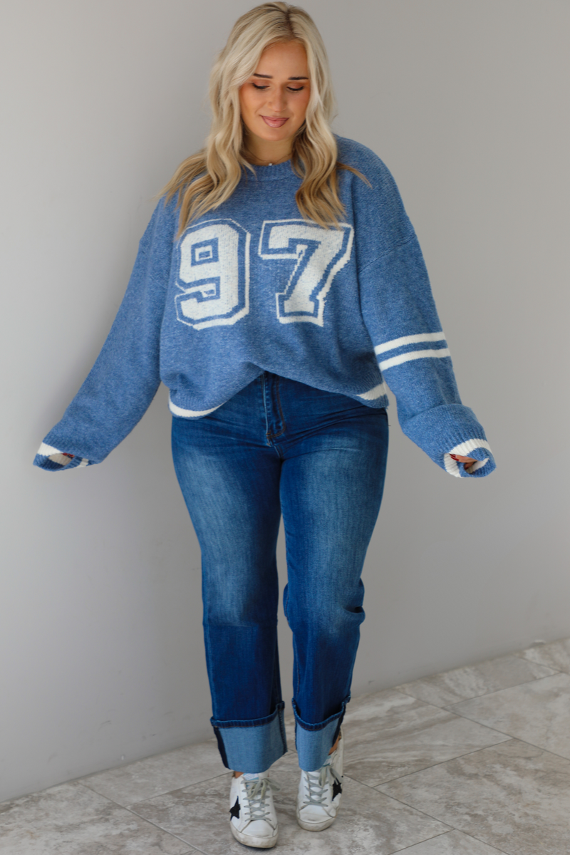 97 Sweater: Blue/White