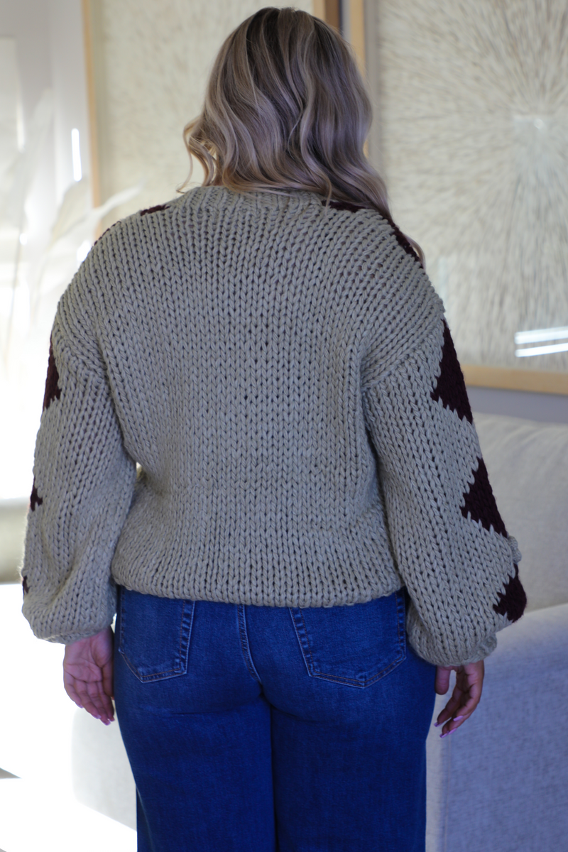 In The Details Sweater: Olive/Brown