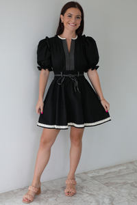 Darling Details Dress: Black/White