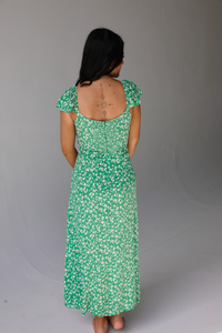 Let Love Blossom Midi Dress: Green/White