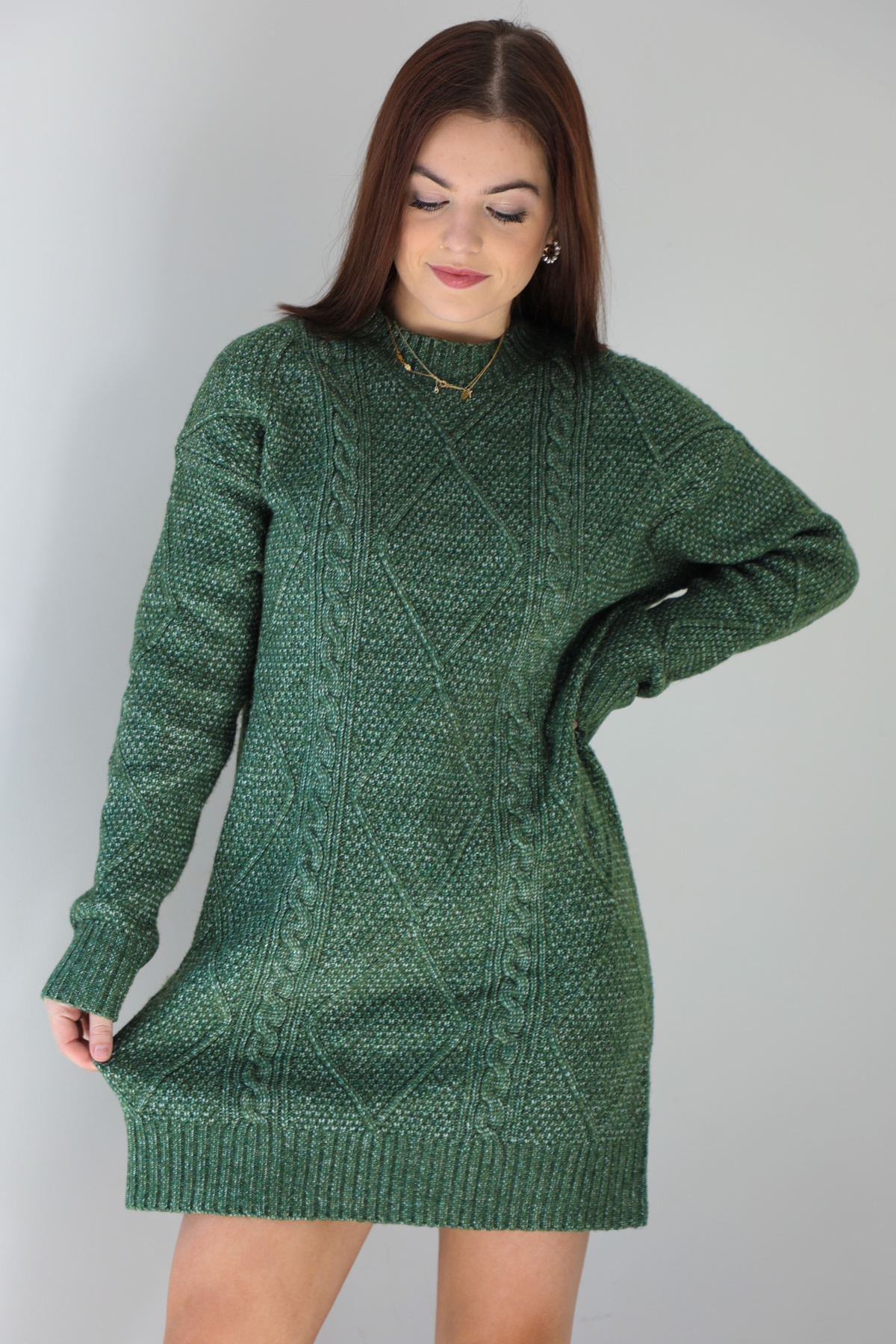 Fresh Take Sweater Dress: Olive