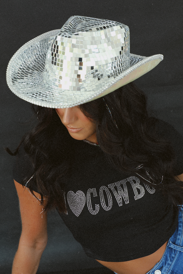 Disco Cowgirl Hat: Silver/Iridescent