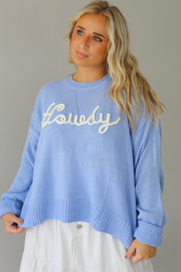 Howdy Girl Sweater: Blue/White