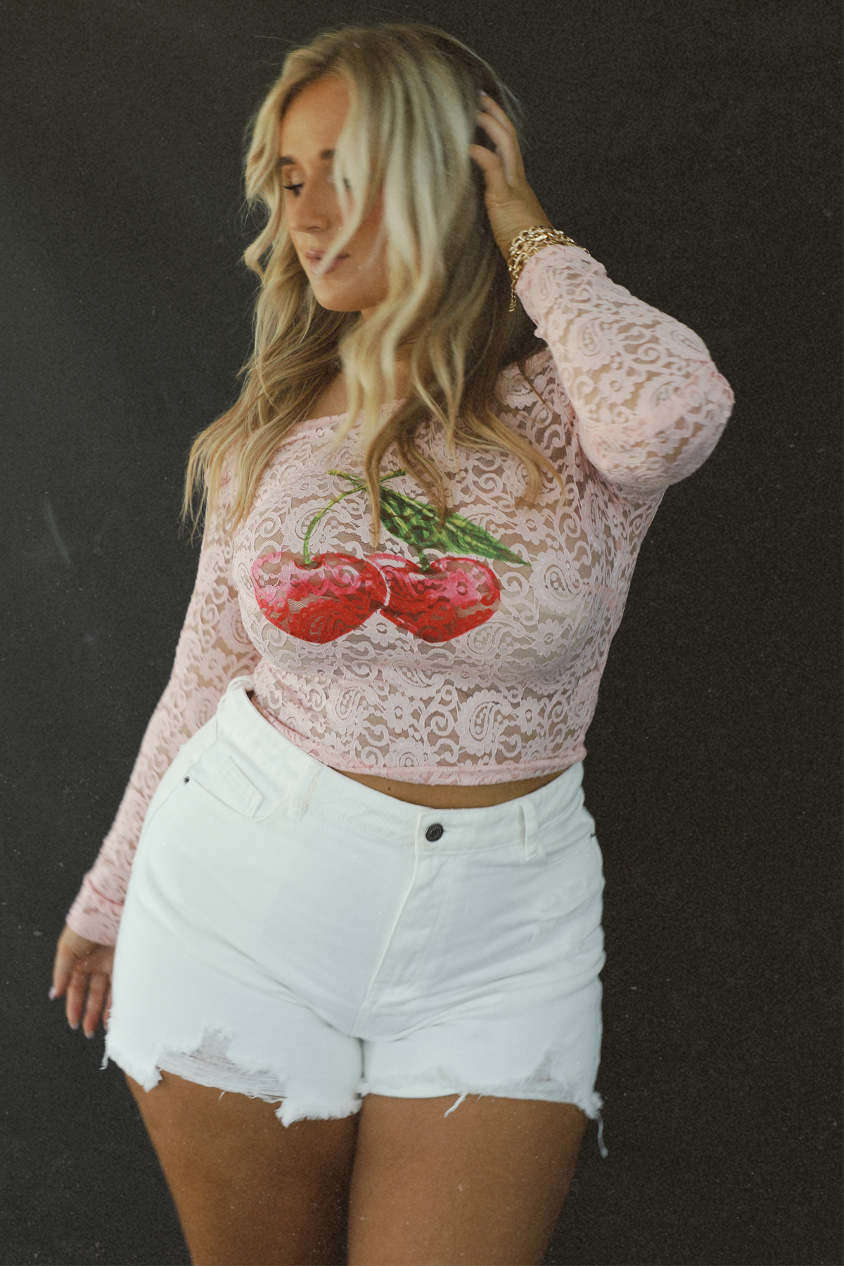 Admiring You Lace Top: Blush/Multi