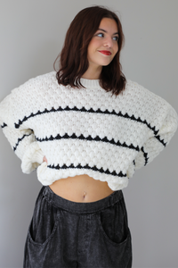 Keep Me Warm Sweater: White/Black