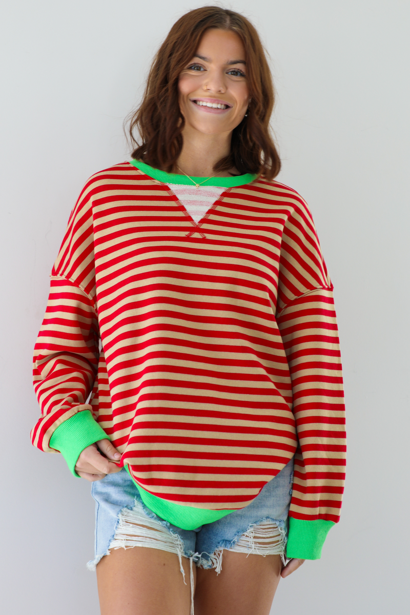 Casual Stroll Sweater: Red/Multi