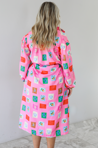 Going On The Move Midi Dress: Pink/Multi