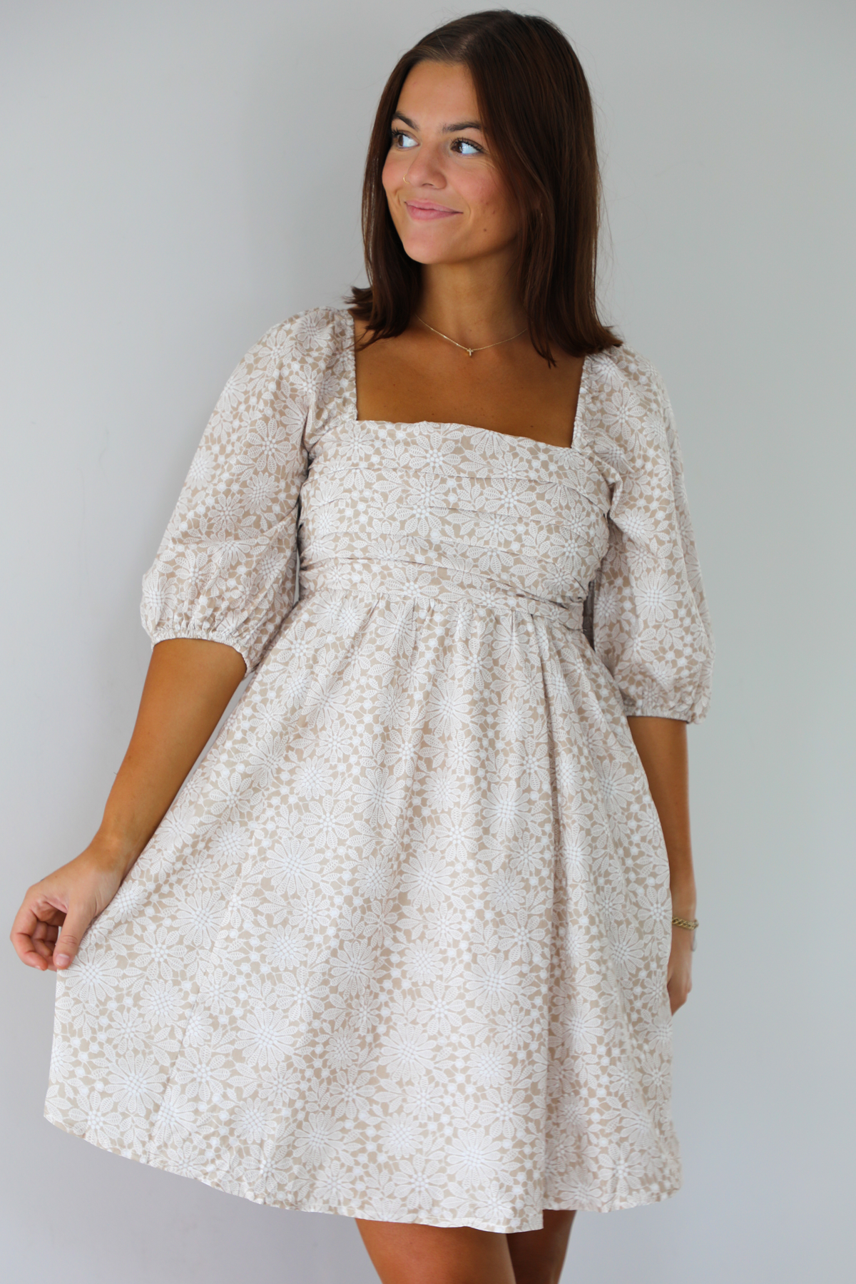 Dainty Darling Dress: Ivory/White