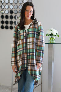 Pretty Plaid Shacket: Green Plaid