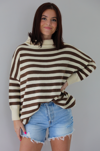 Autumn Time Sweater Tunic: Ivory/Taupe