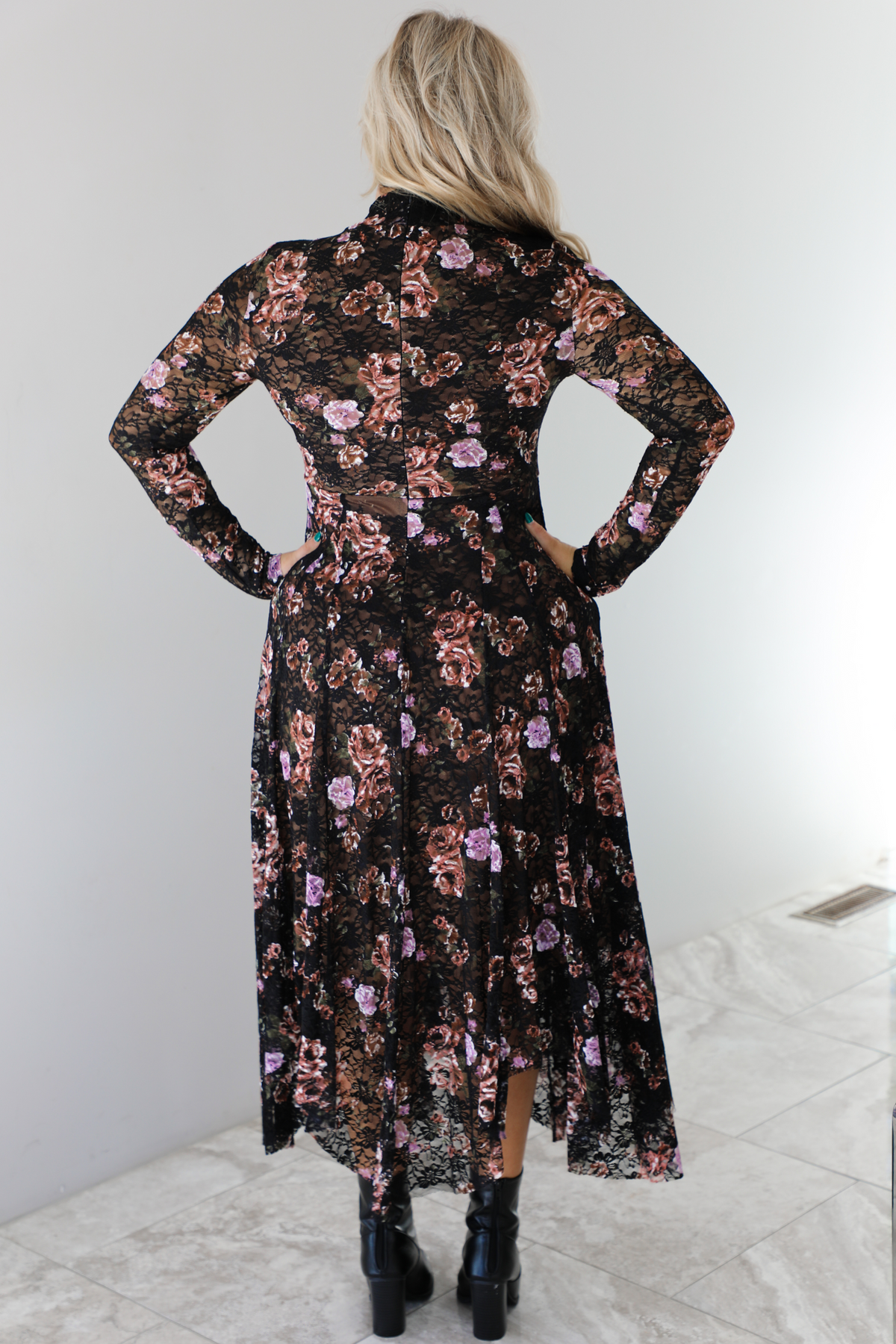 Simply Sweet Midi Dress: Black/Multi Floral