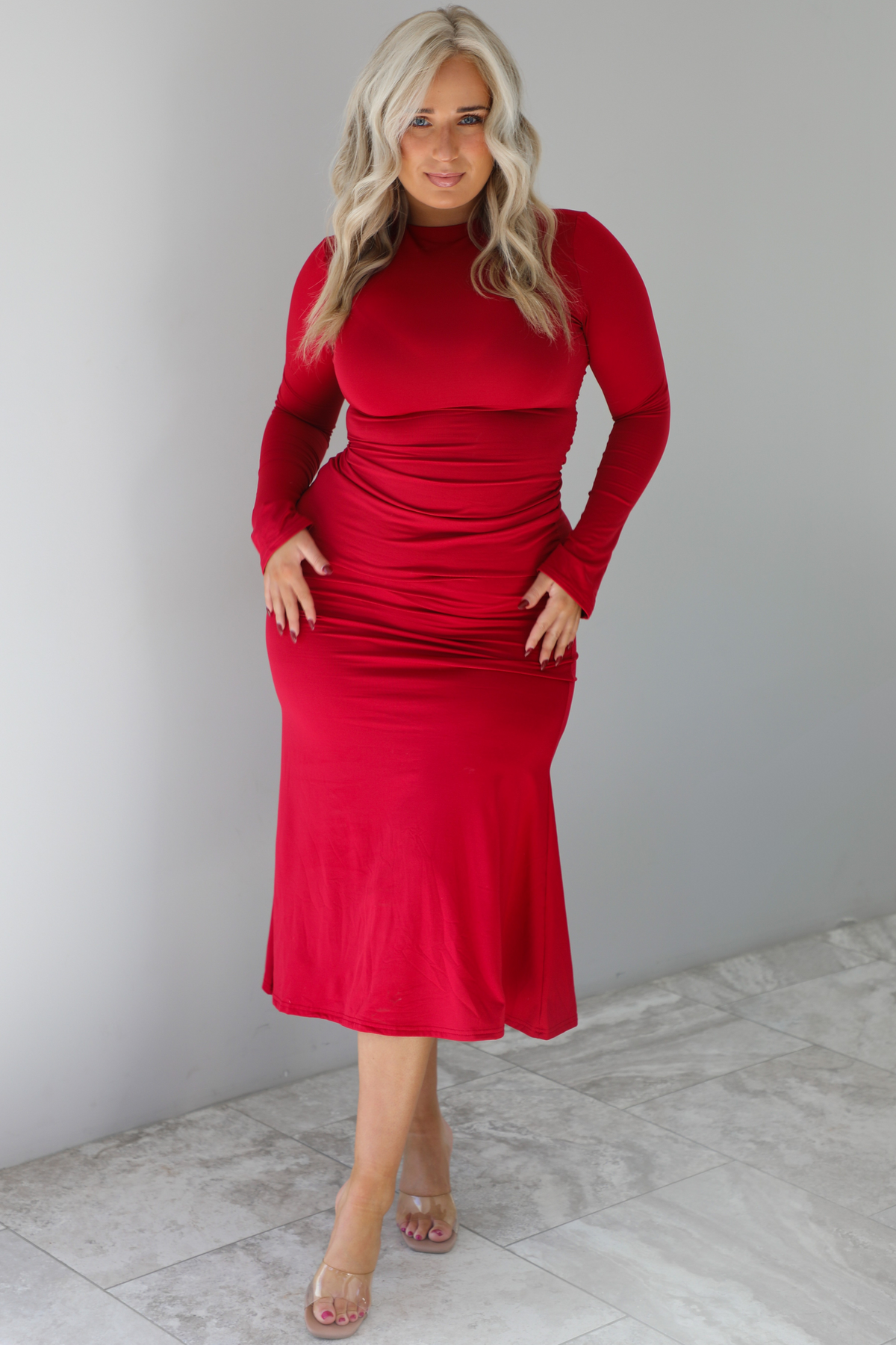 Finally Mine Midi Dress: Red