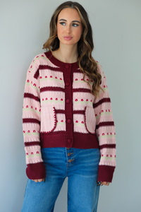 Cafe Meet Up Sweater: Pink/Burgundy