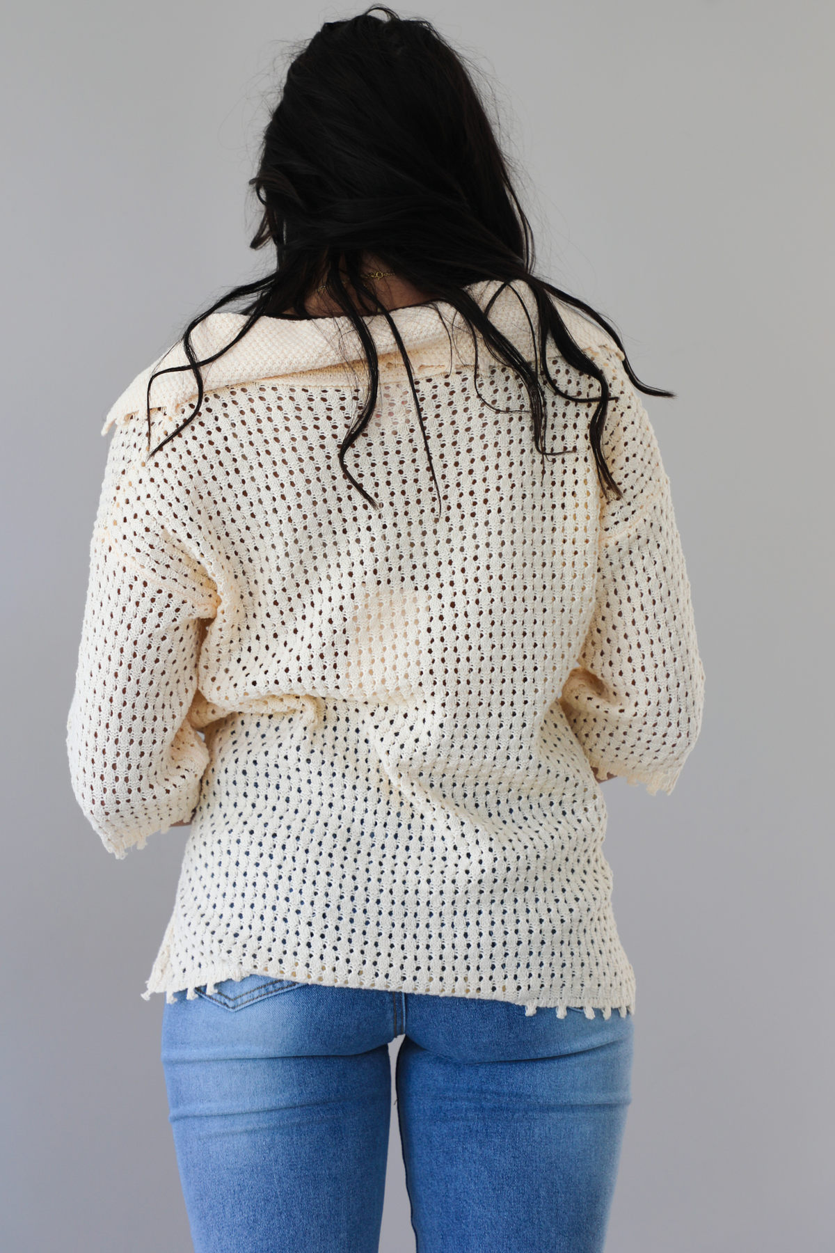 Taking Your Time Flower Knit Sweater: Cream/Multi