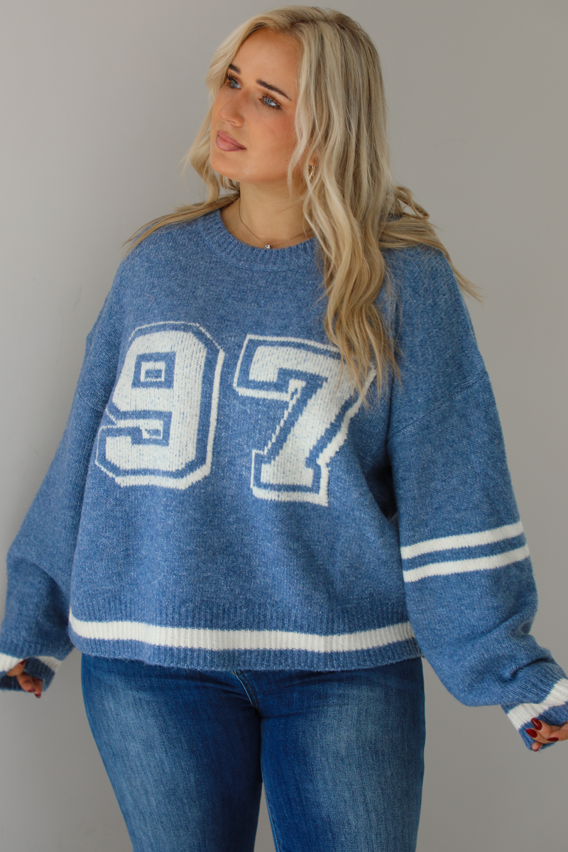 97 Sweater: Blue/White