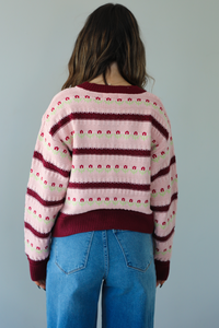 Cafe Meet Up Sweater: Pink/Burgundy