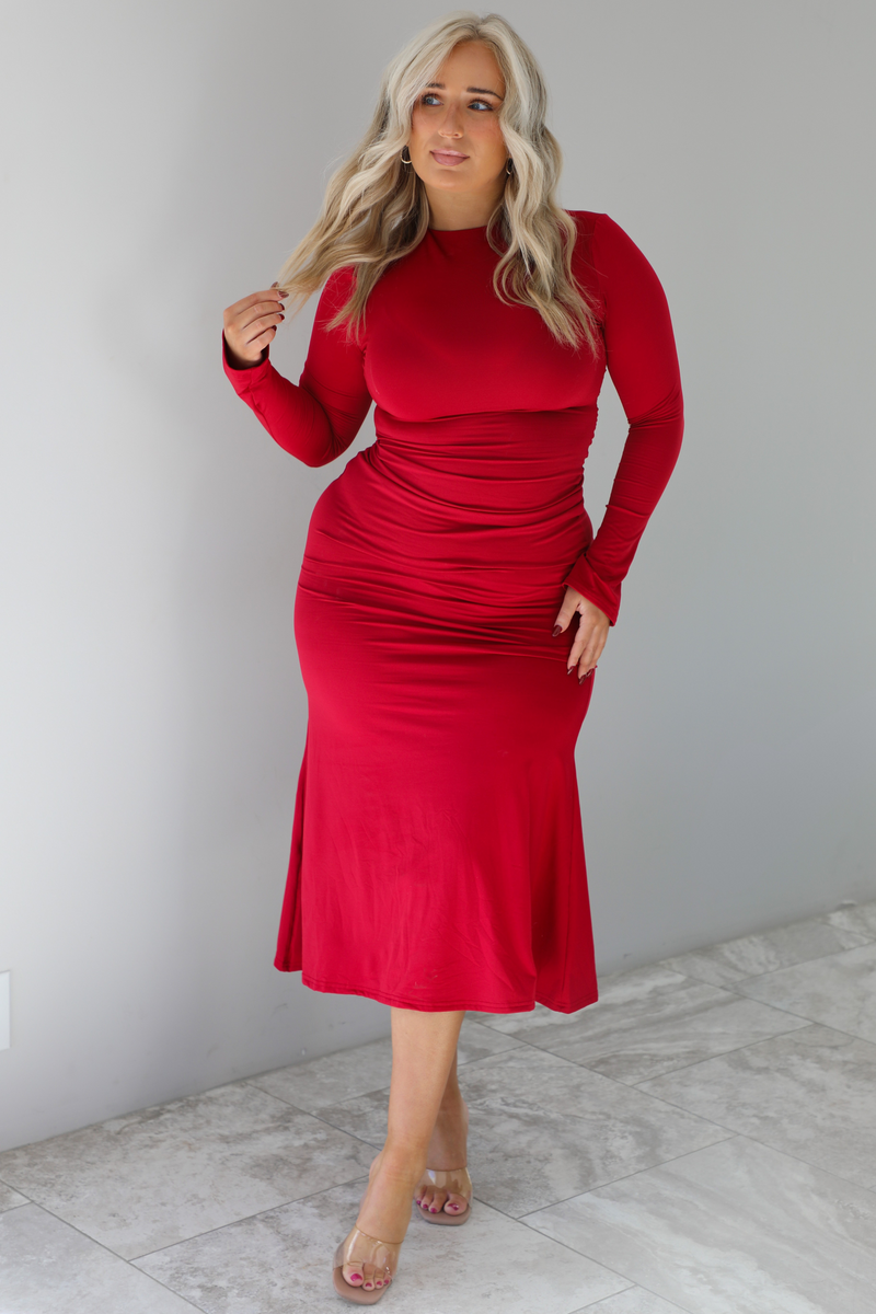 Finally Mine Midi Dress: Red