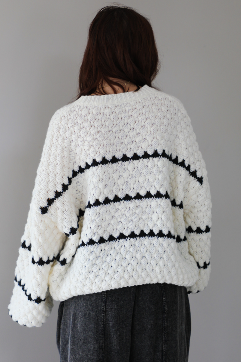 Keep Me Warm Sweater: White/Black