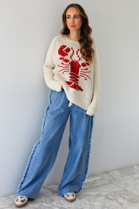 Forever Winter Sweater: Sand/Red