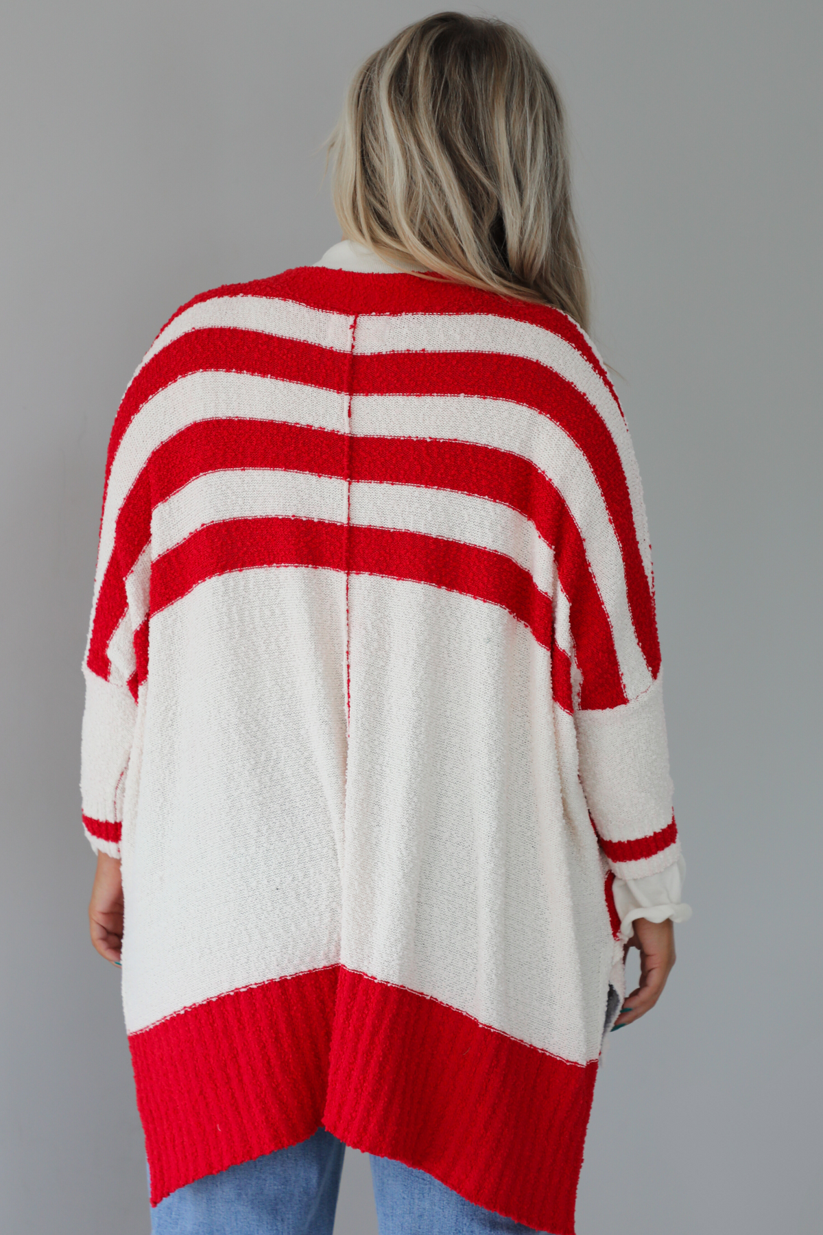 Rustic Vineyard Cardigan: Red/Cream