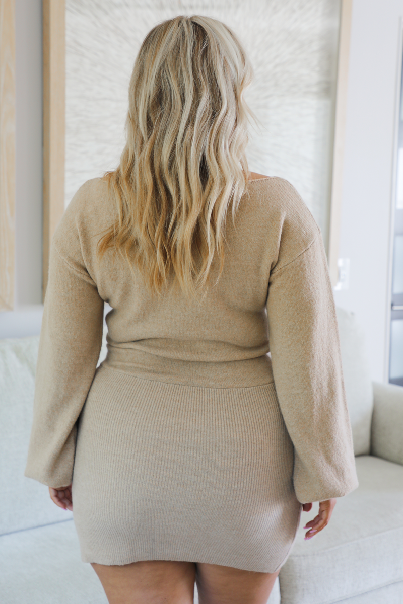 Add To Cart Sweater Dress: Tan