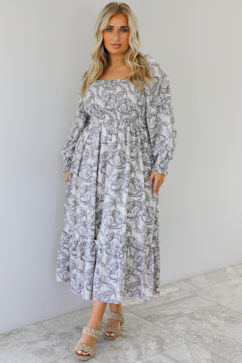 Cool Harbor Maxi Dress: Grey/Multi