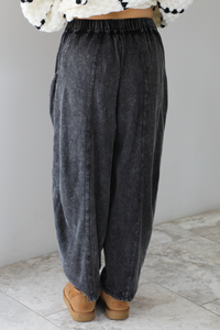 Stay Cozy Mineral Washed Pants: Black