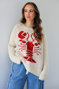 Forever Winter Sweater: Sand/Red