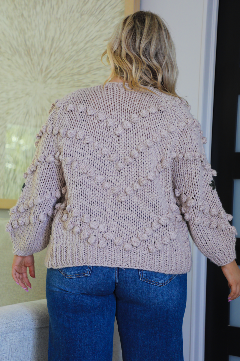 Follow Along Cardigan: Taupe/Multi