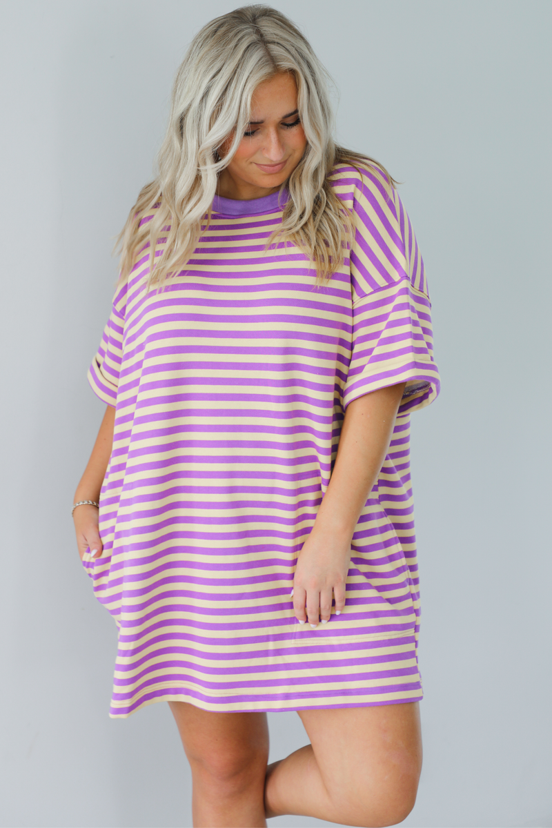 RESTOCK: Easy Does It Tunic: Yellow/Purple