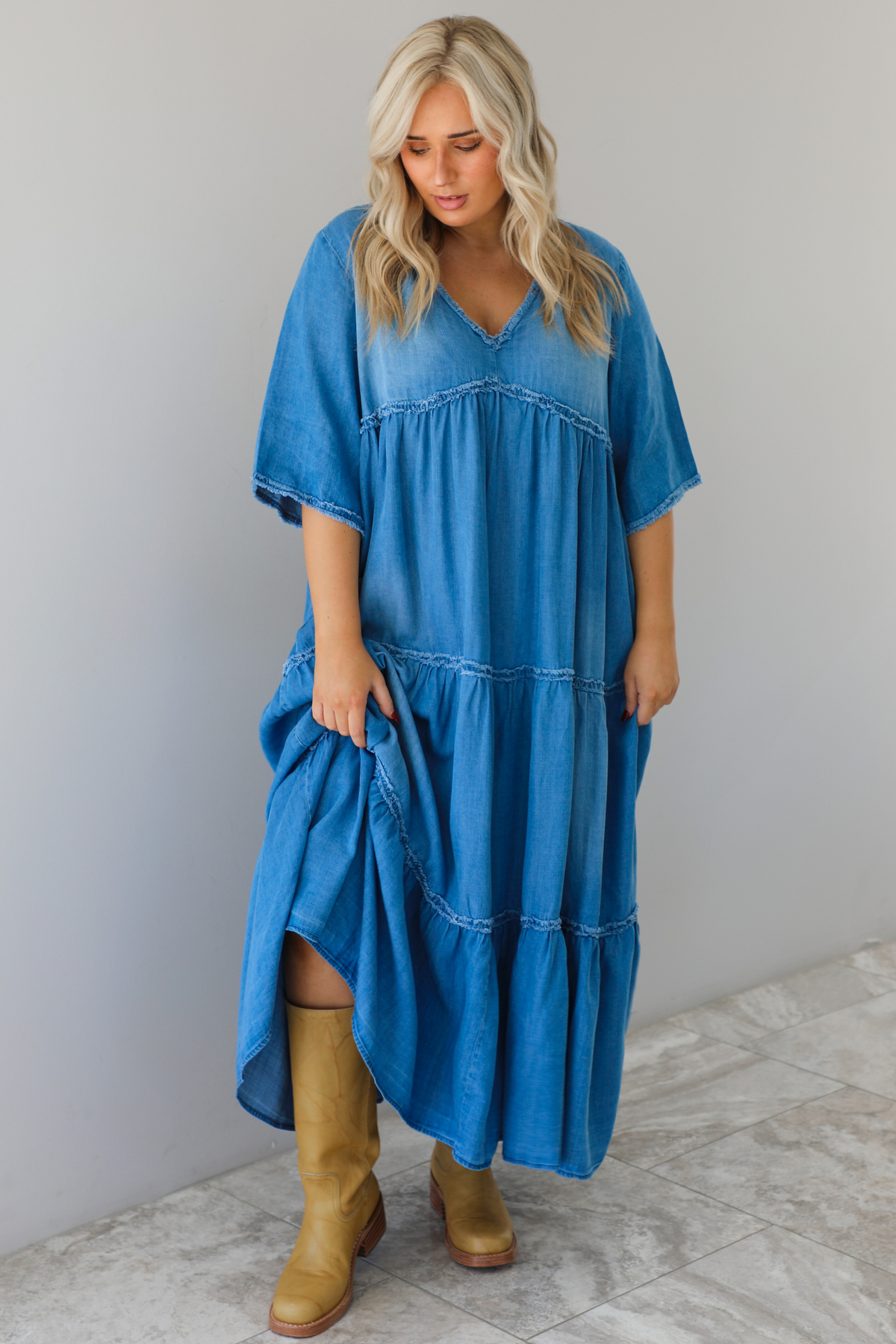 Timeless Beauty Maxi Dress: Denim