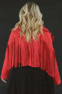 Floor Seats Fringe Jacket: Red