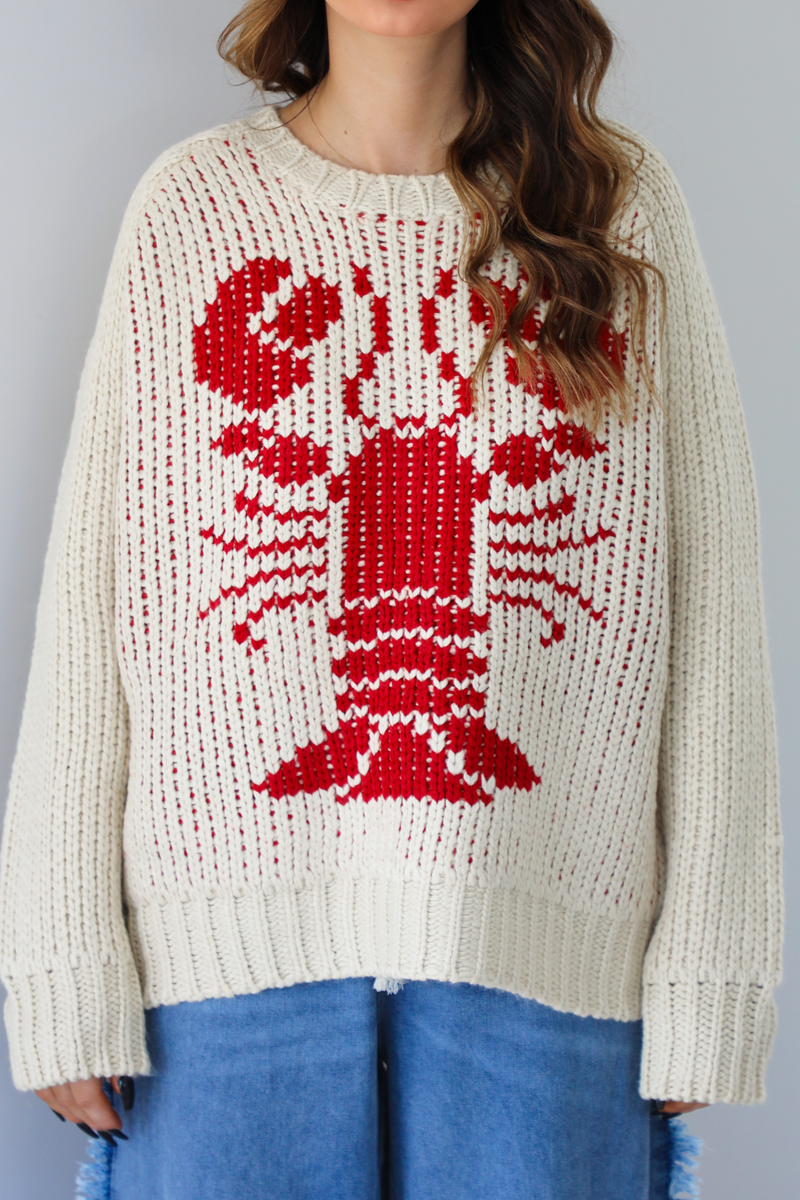 Forever Winter Sweater: Sand/Red