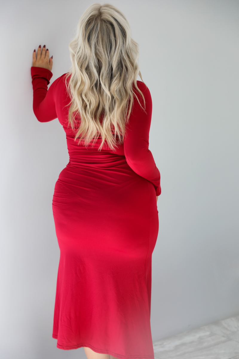 Finally Mine Midi Dress: Red