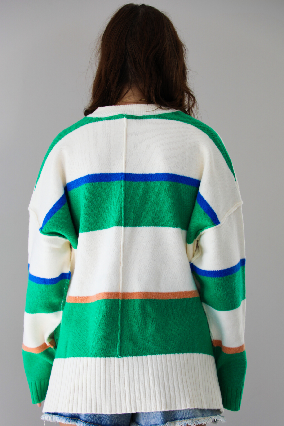 All That's Comfy Sweater: Green/Multi Striped