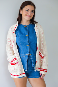 All About Me Cardigan: Sand/Red