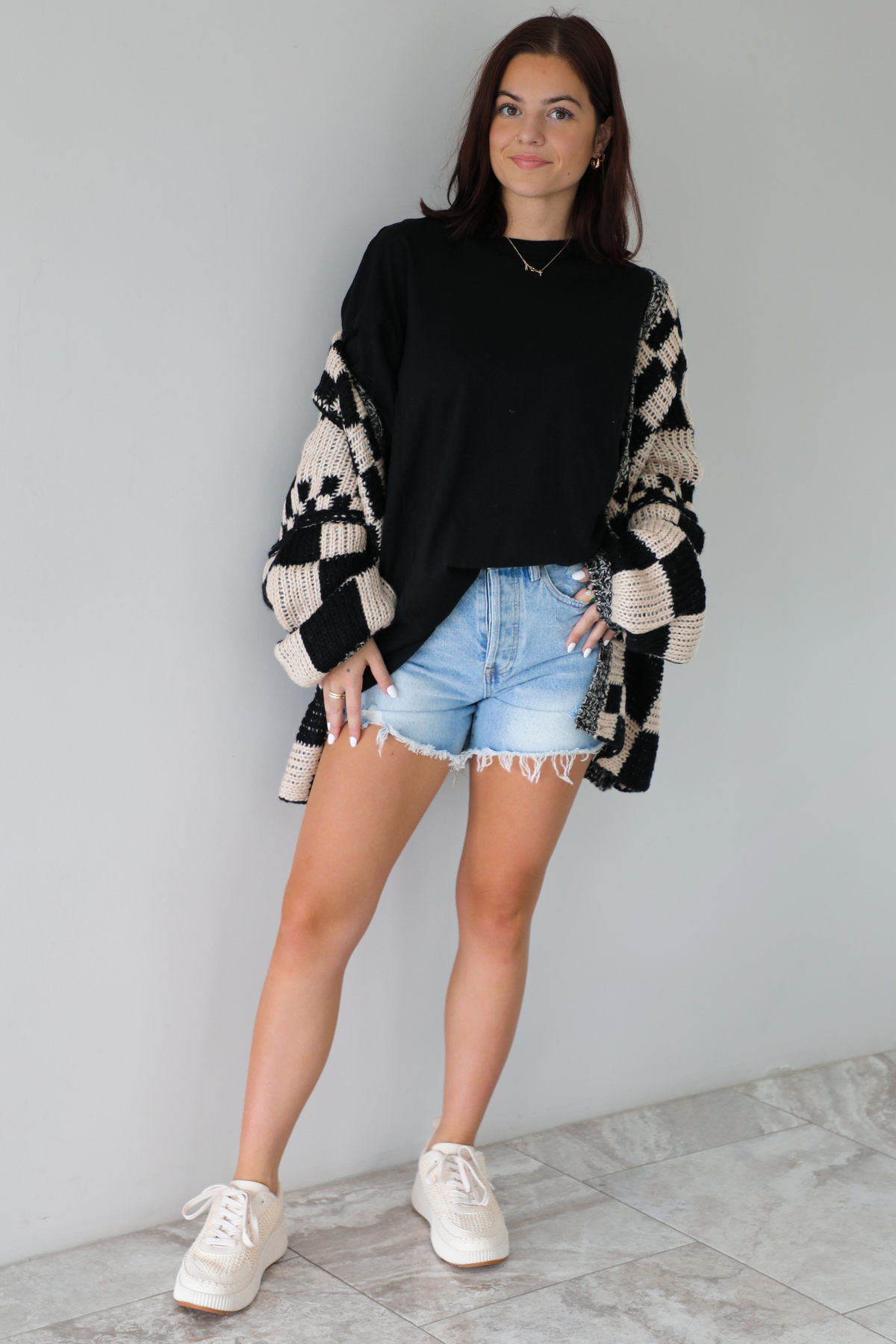 Cozy Moments Cardigan: Black/Cream