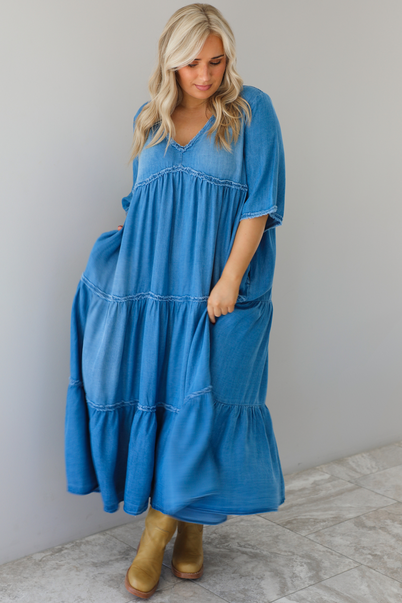 Timeless Beauty Maxi Dress: Denim