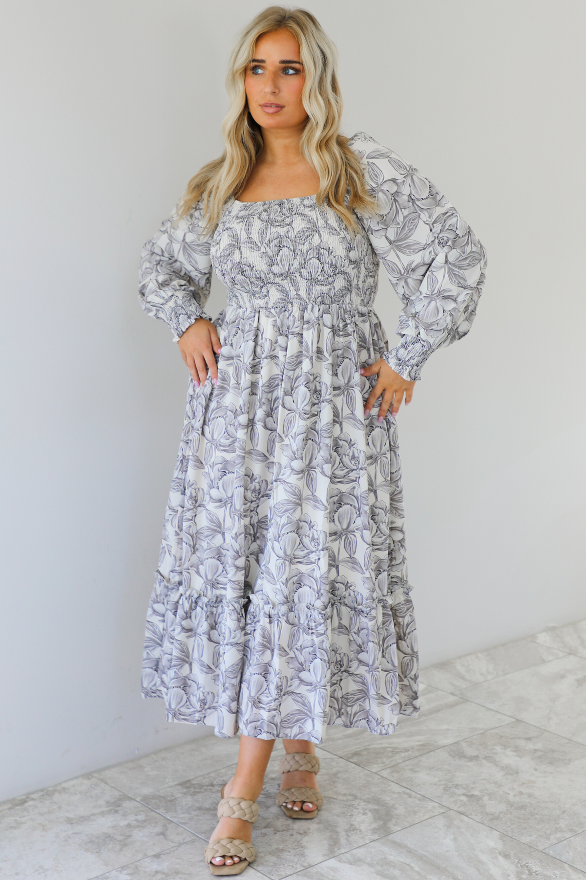 Cool Harbor Maxi Dress: Grey/Multi