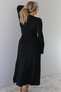 Midnight Rebel Maxi Dress: Black