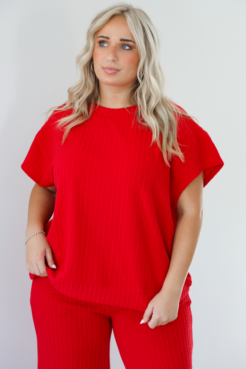 Beautifully You Waffle Knit Set: Red