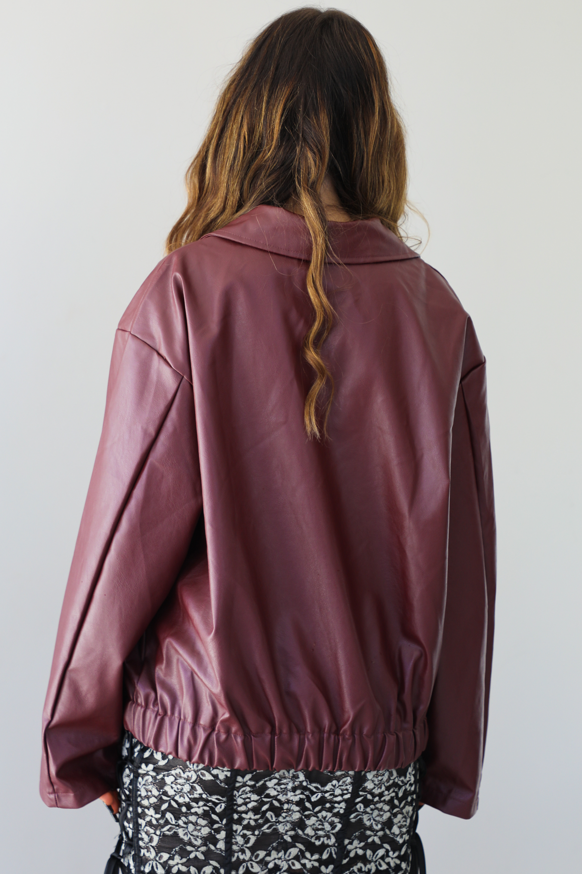 Effortless Edge Leather Jacket: Burgundy